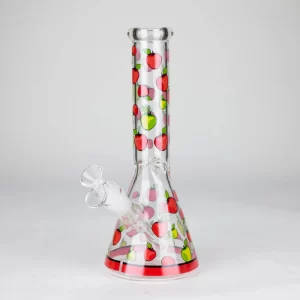 10" Glass Bong With Fruit Design - Apple