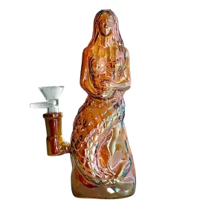 7” Mermaid Design Glass Bong - Brown