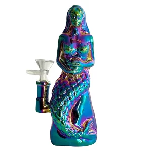 7” Mermaid Design Glass Bong - Rainbow