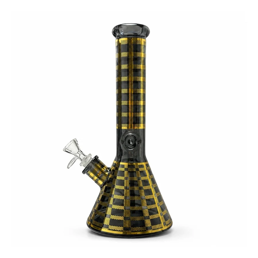 12.5" Plaid Beaker Bong - Black