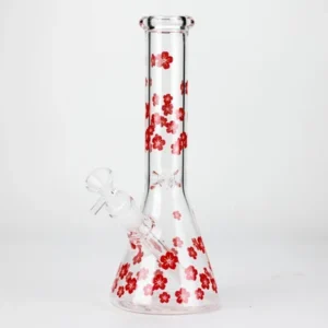 10" Cherry Blossom New Design Glass Beaker Bong - red