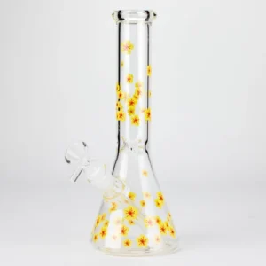 10" Cherry Blossom New Design Glass Beaker Bong - yellow
