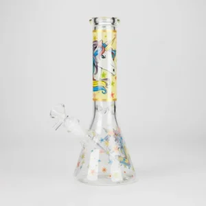 10" Unicorn Design Glass Beaker Bong