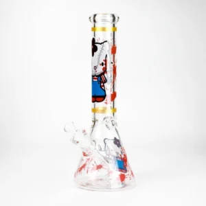 14" Wild Kitty Design 7mm Thick Heavy Duty Glass Beaker Bong - Glow in the Dark-4