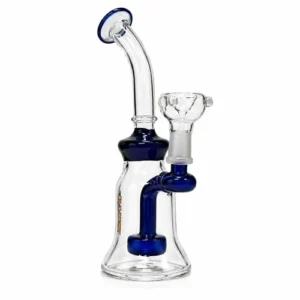 8" Color Accent Circ Perc Glass Dab Rig - blue